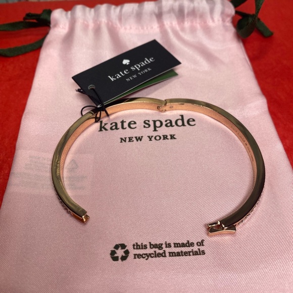 KATE SPADE RING IT UP PAVE BANGLE ROSE GOLD/CLEAR - Picture 6 of 6